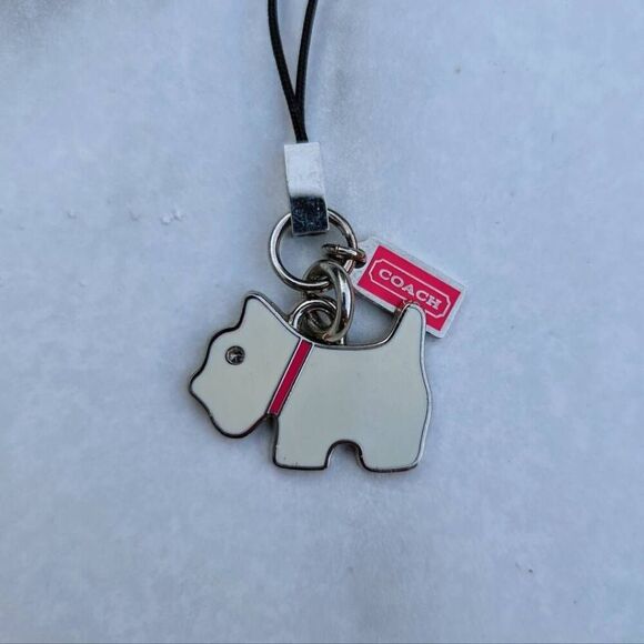 Rare AF Coach Scottie Dog White and Pink Metal Cell Phone Charm - Picture 2 of 5